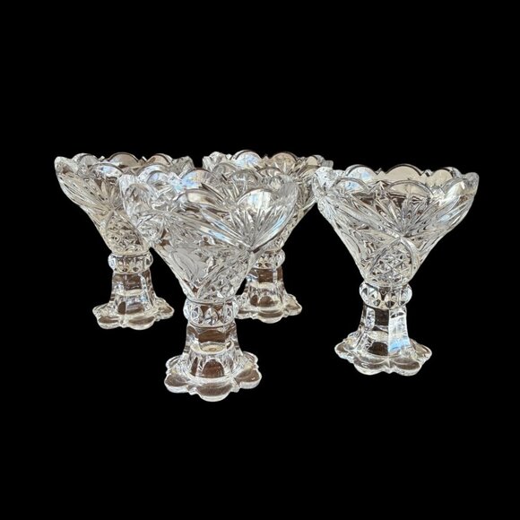 Vintage Footed Crystal Sherbert/Berry Dishes - Heavy! - Picture 2 of 5